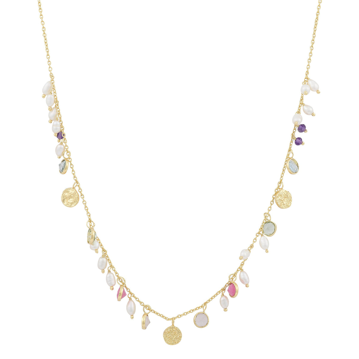 Pearls of wisdom chakra disc necklaceNecklace