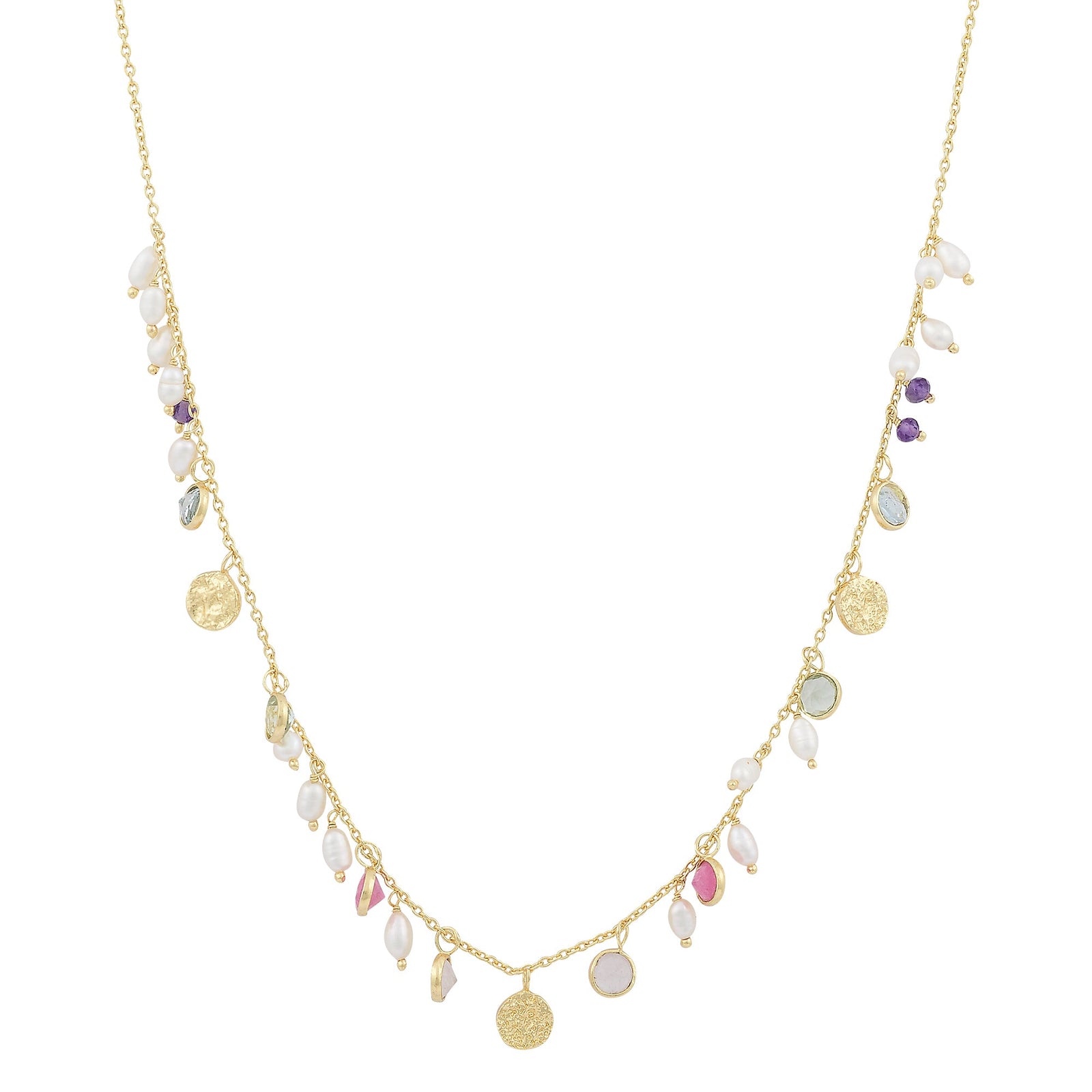 Pearls of wisdom chakra disc necklaceNecklace