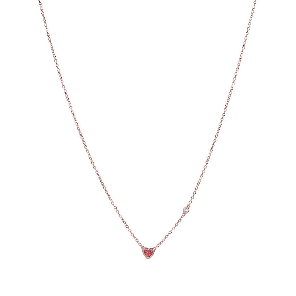 Red Opalite Love Heart Necklace in 925 Sterling SilverNecklace