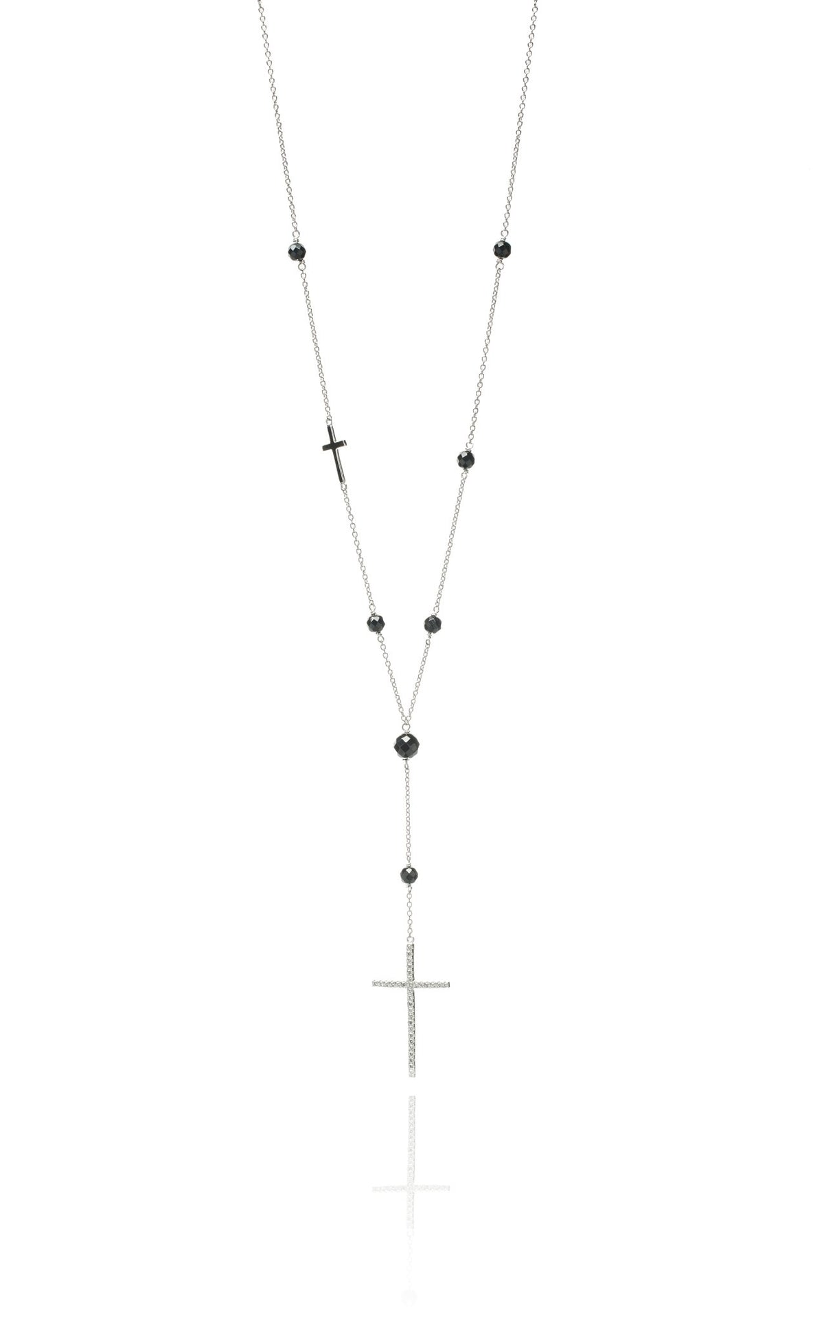 Rosary Cross black bead necklaceNecklace