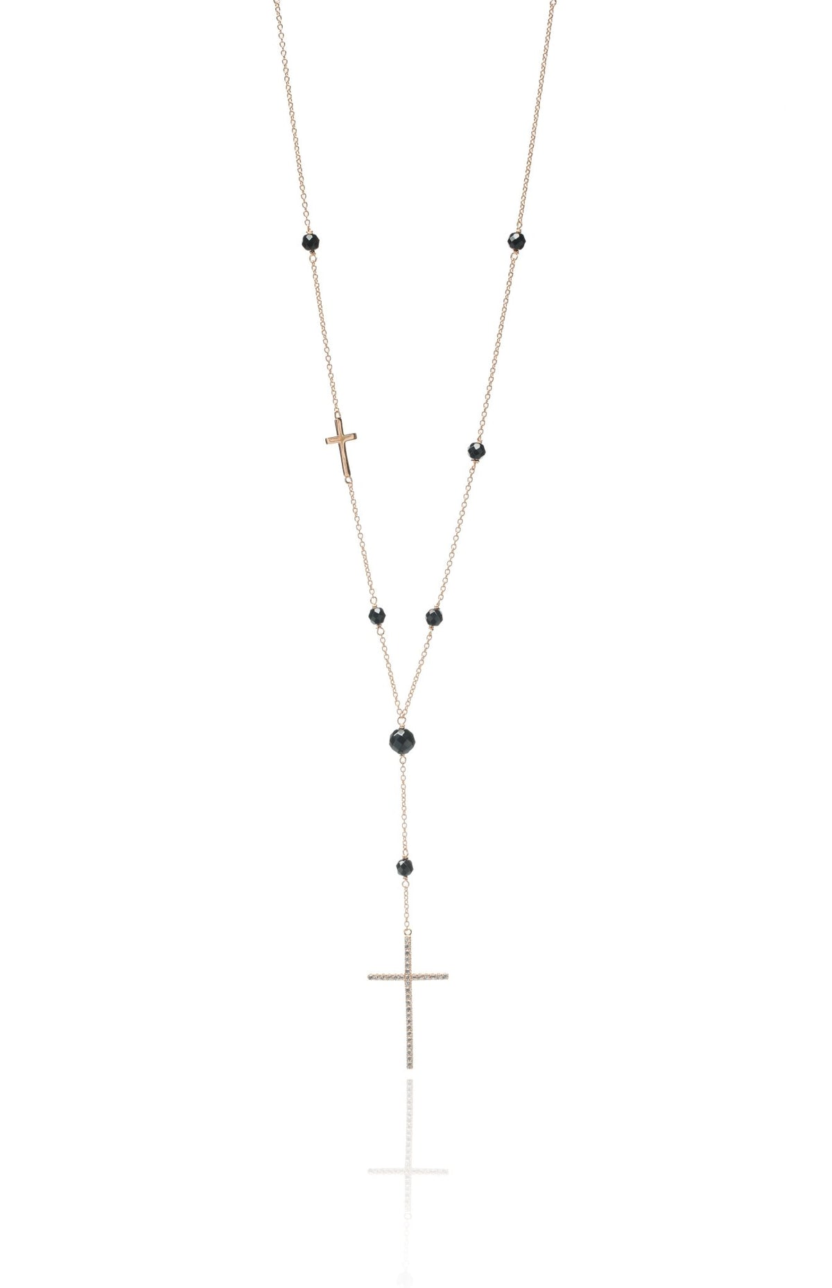 Rosary Cross black bead necklaceNecklace