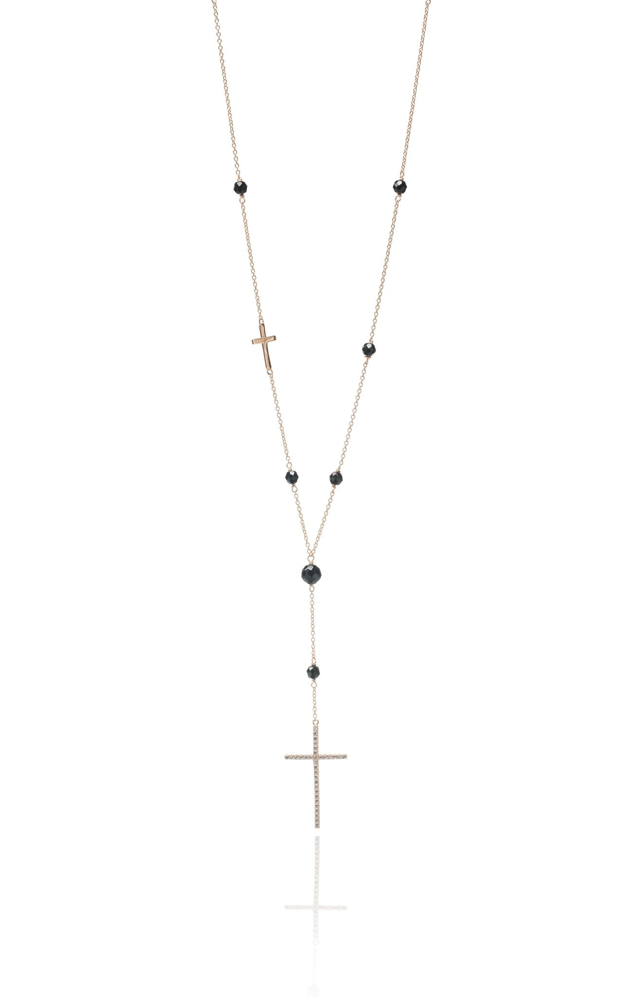 Rosary Cross black bead necklaceNecklace