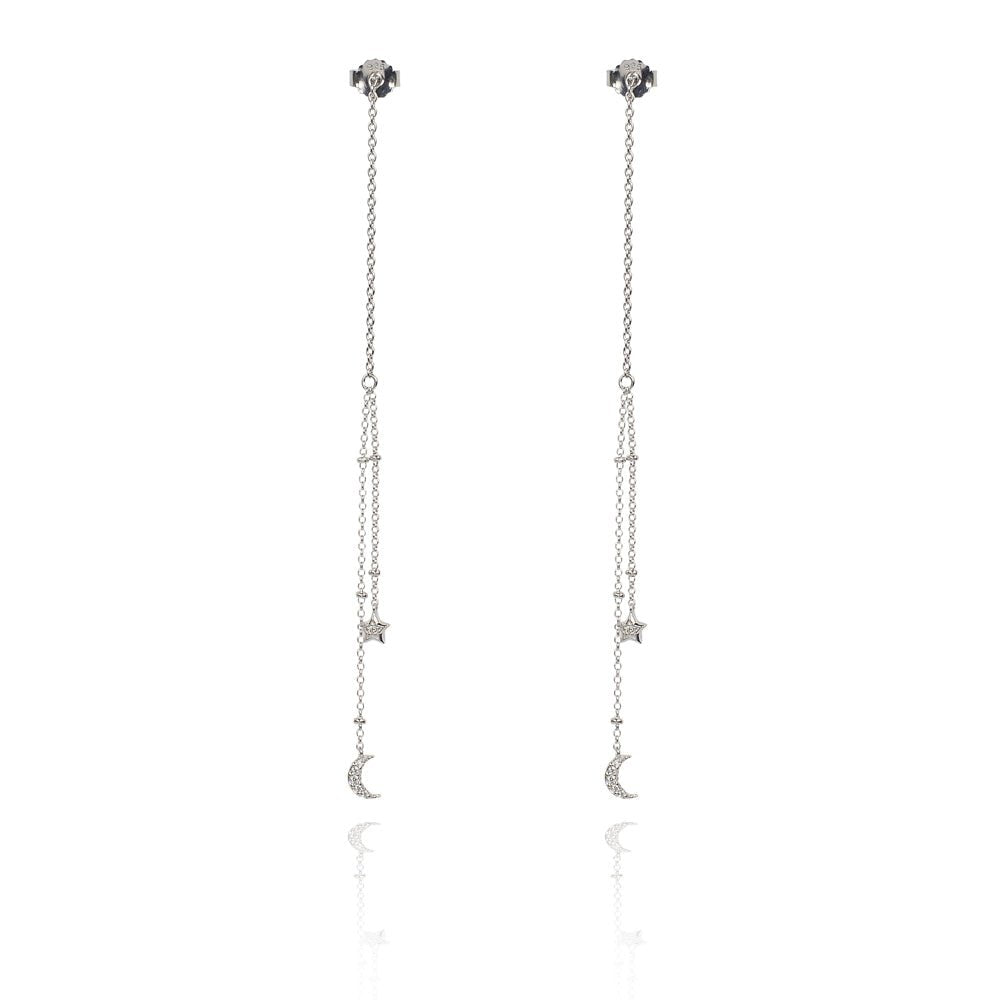 Star and Moon Threader Earing Celestial radiance 925 Sterling silverEarrings