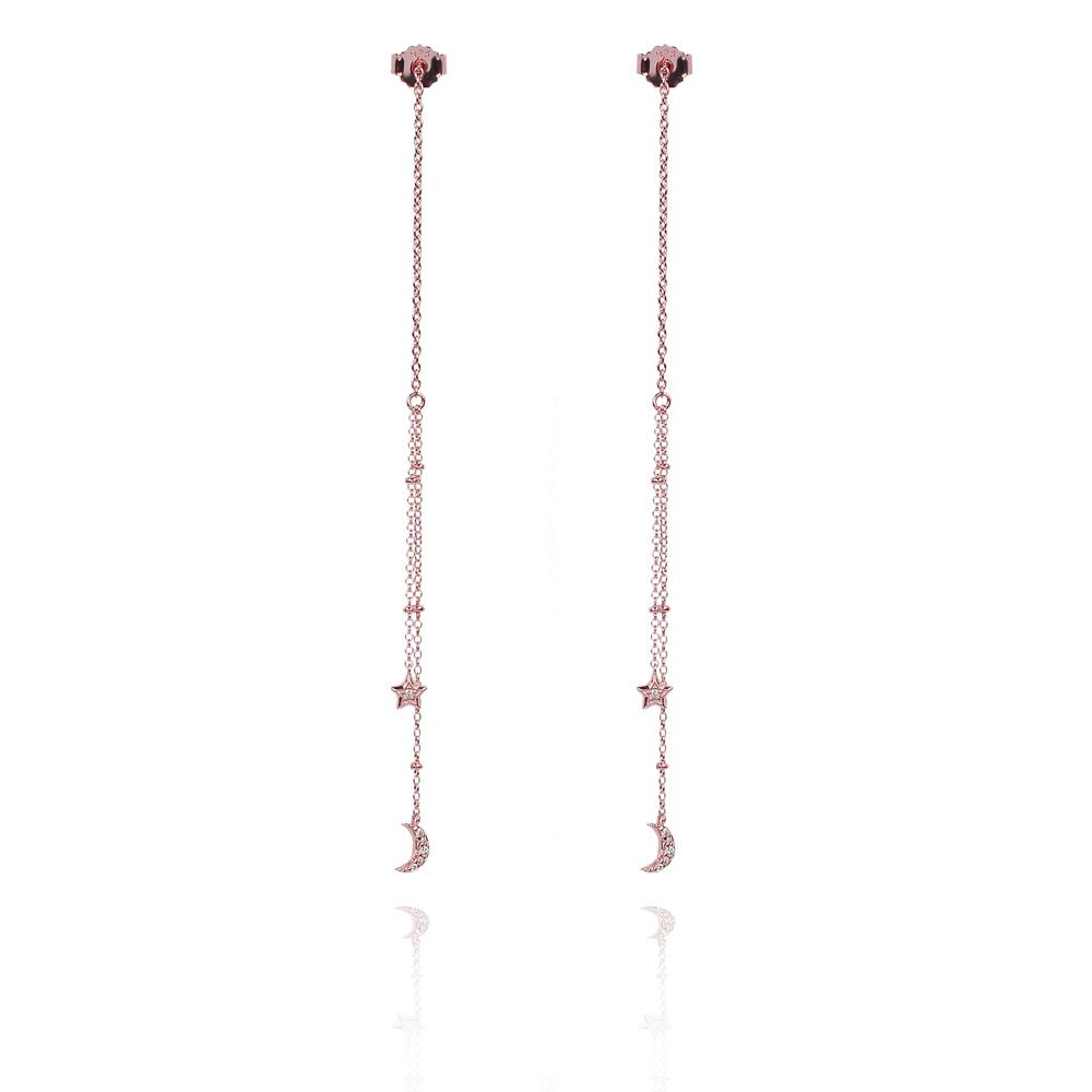Star and Moon Threader Earing Celestial radiance 925 Sterling silverEarrings