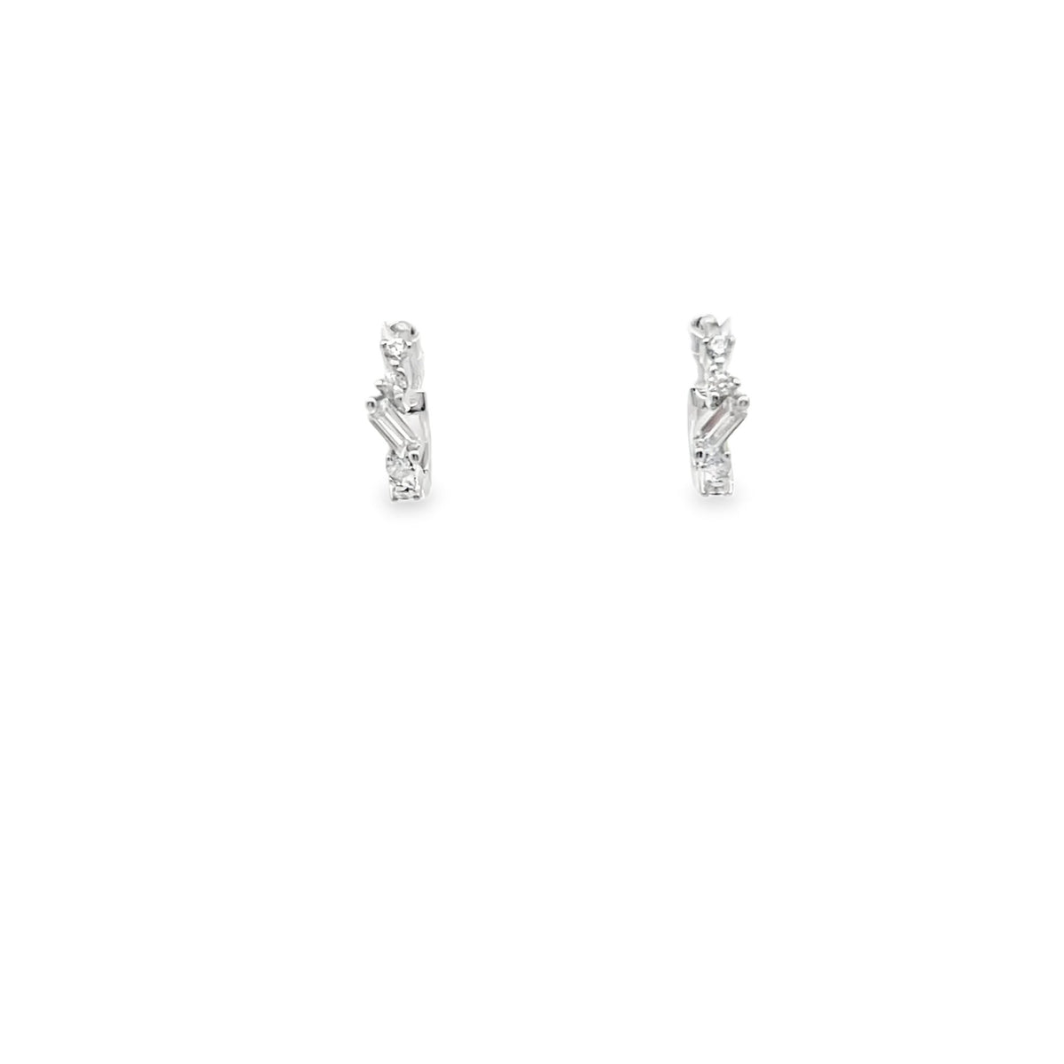 Sterling Silver Baguette Huggie Earrings – Dainty CZ HoopEarrings