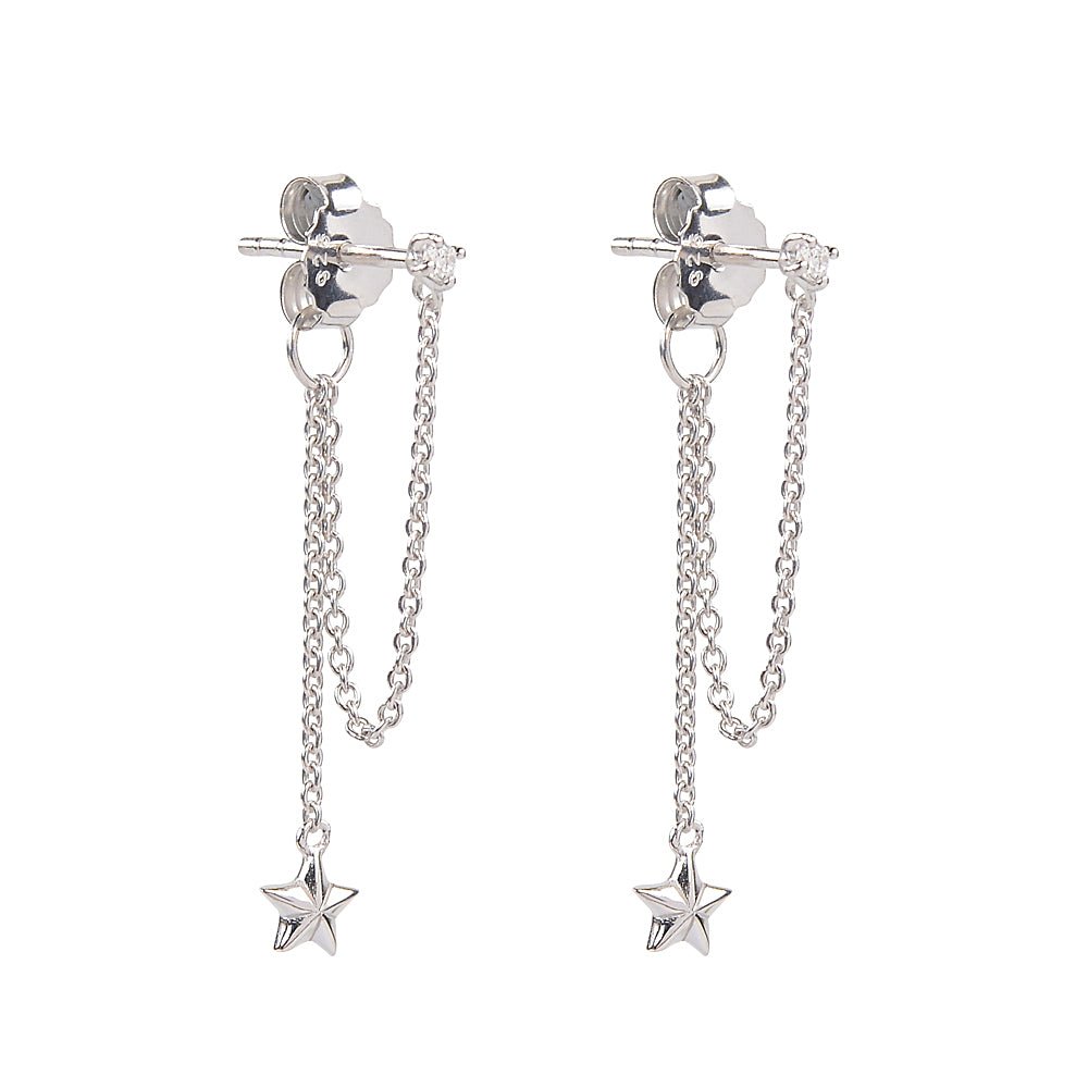 Stud and star drop single chain earringEarrings