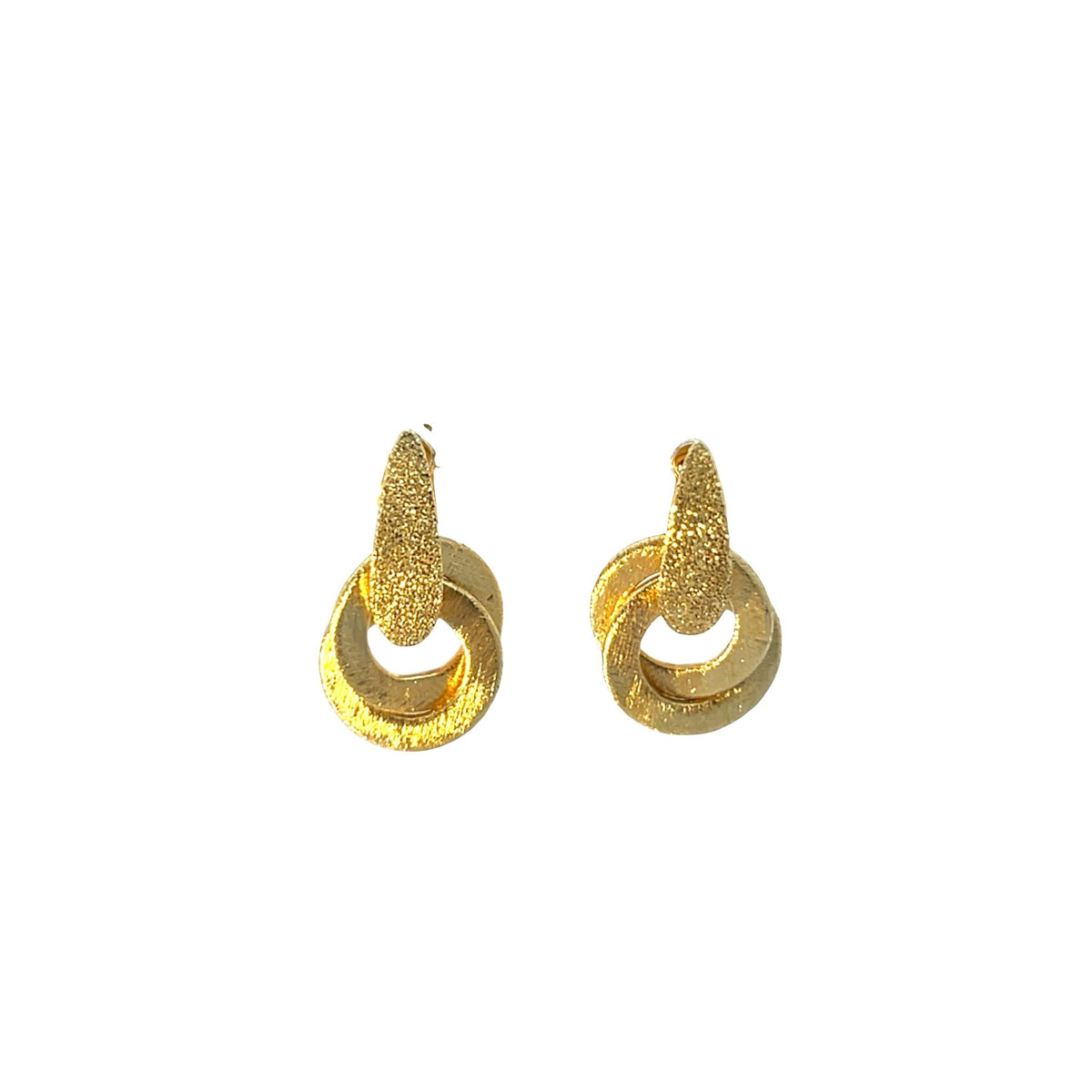 Two small circle karma diamond cut sandblasted earringsEarrings