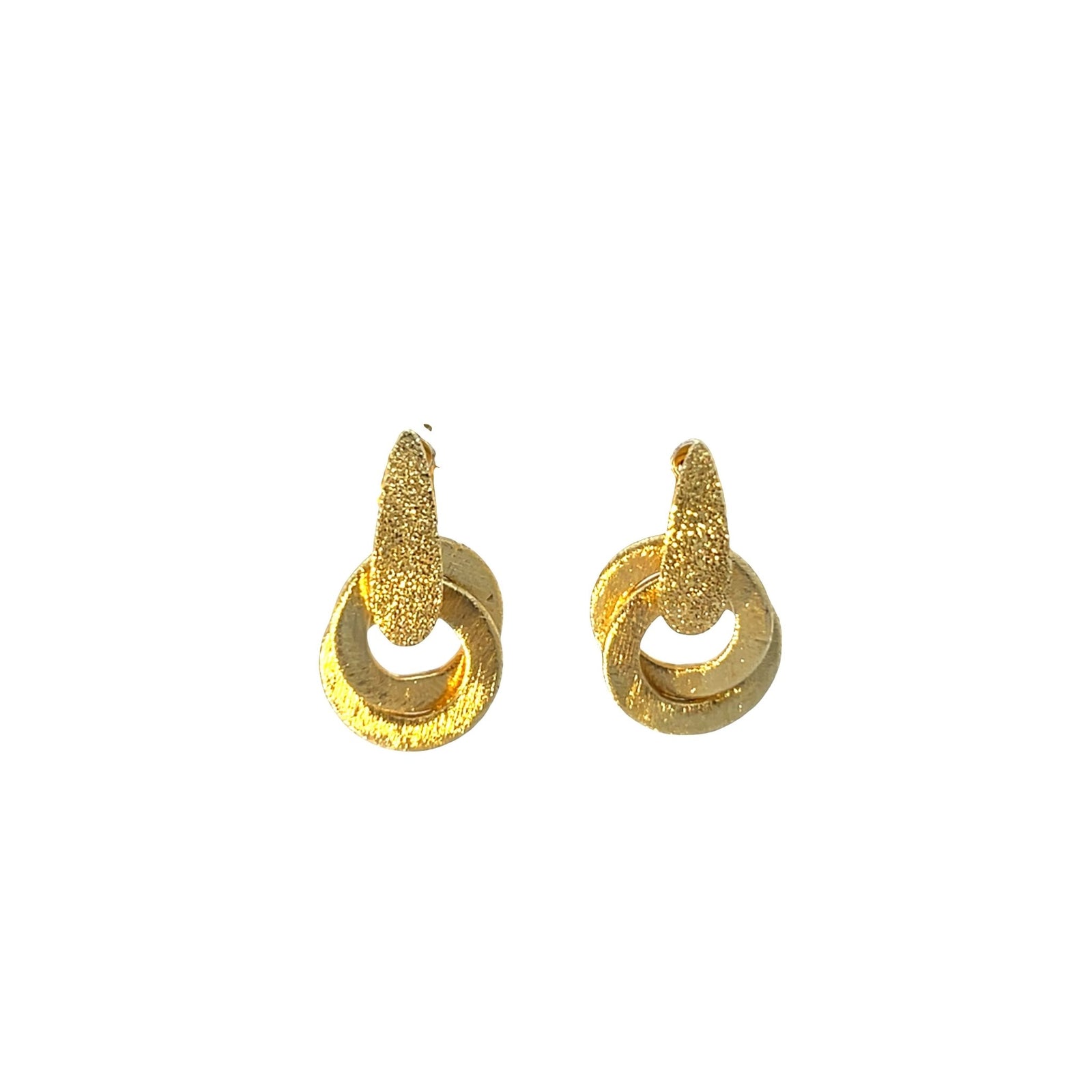 Two small circle karma diamond cut sandblasted earringsEarrings