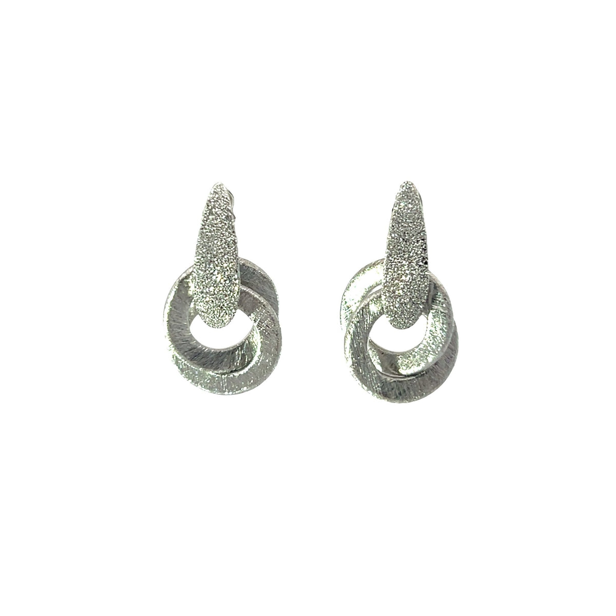 Two small circle karma diamond cut sandblasted earringsEarrings