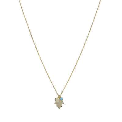 Hamsa heart and opalite faith necklace