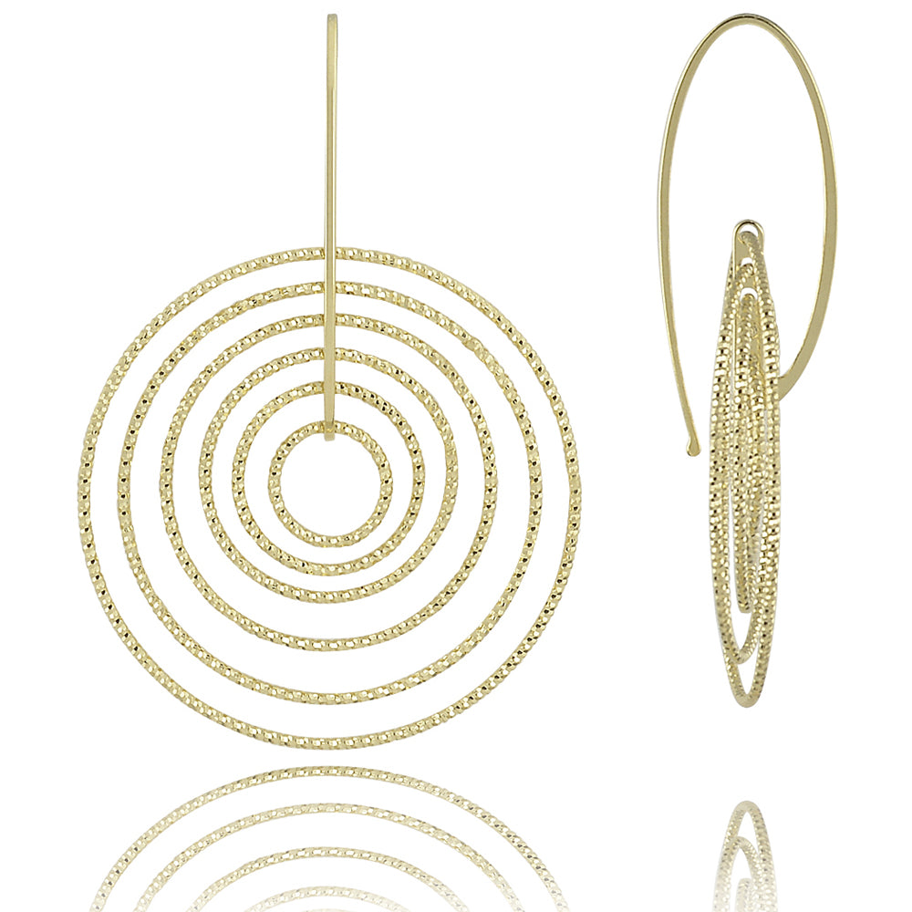 Large circle of life diamond cut earrings