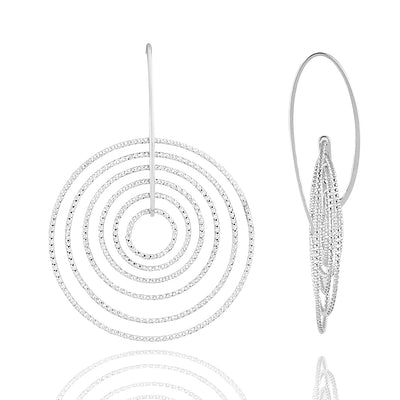 Large circle of life diamond cut earrings