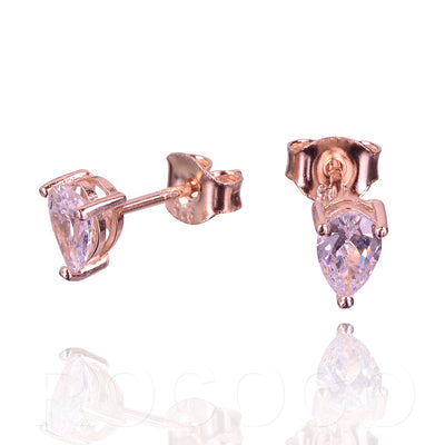Rose Gold Pear shape glitter stud earrings