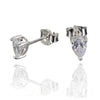 Sterling Silver Pear shape glitter stud earrings