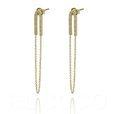 Yellow Gold Closed chain glitter earrings