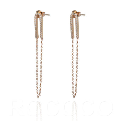 Rose Gold Closed chain glitter earrings