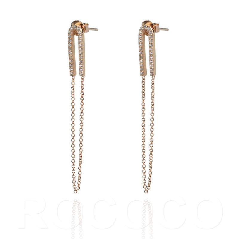 Yellow Gold Closed chain glitter earrings