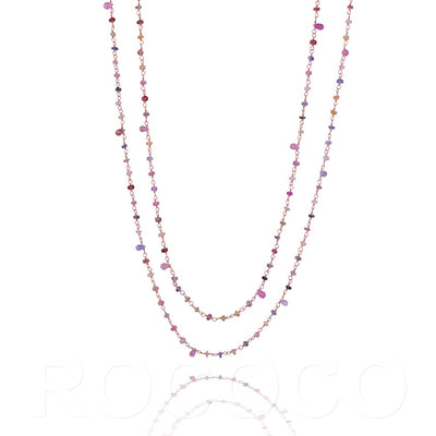 Long saphire  Multi coloured chakra necklace