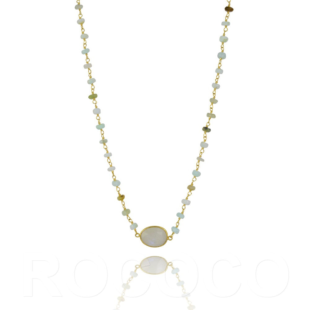 Opal and moonstone short chakra necklace