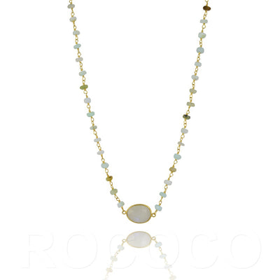 Opal and moonstone short chakra necklace