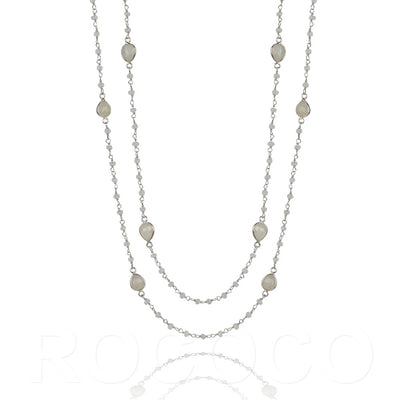 Moonstone classic long crown chakra necklace