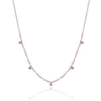 Rose Quarts magic drop glitter necklace