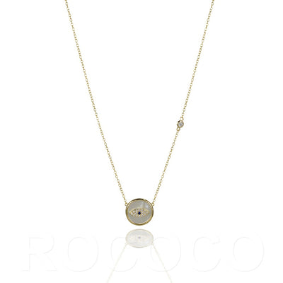 Mother of Pearl evil eye necklace