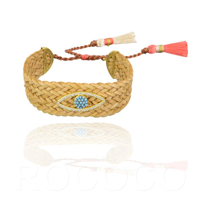 Protection and good luck platted leather eye bracelet