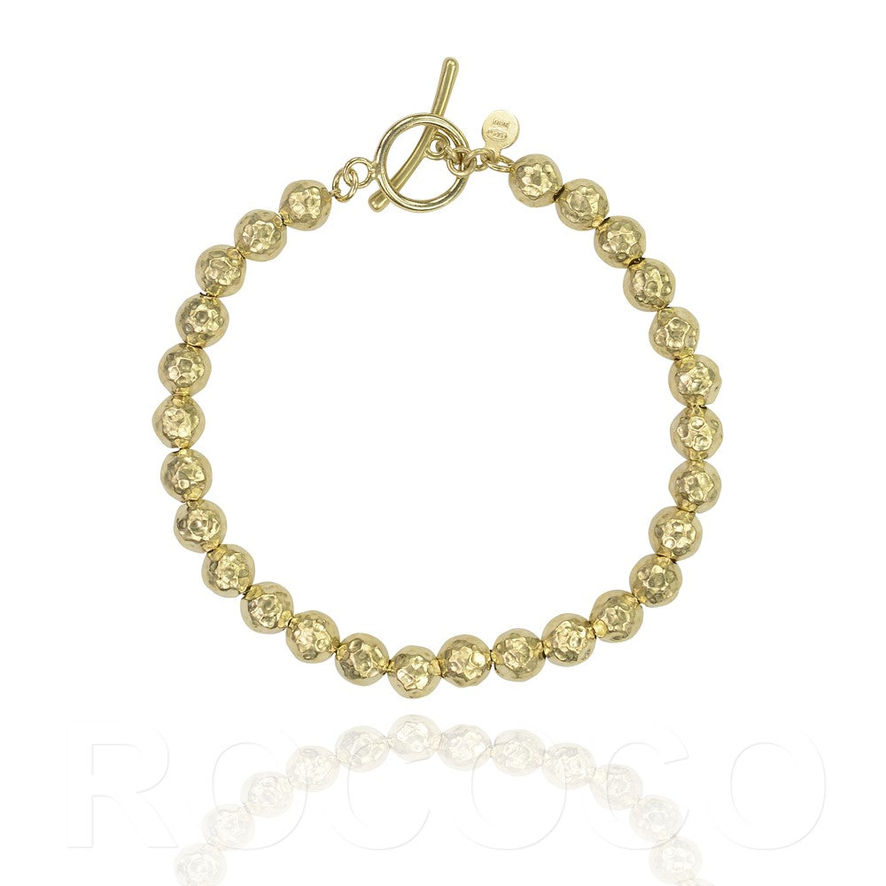 Hammered karma circle fob bracelet.