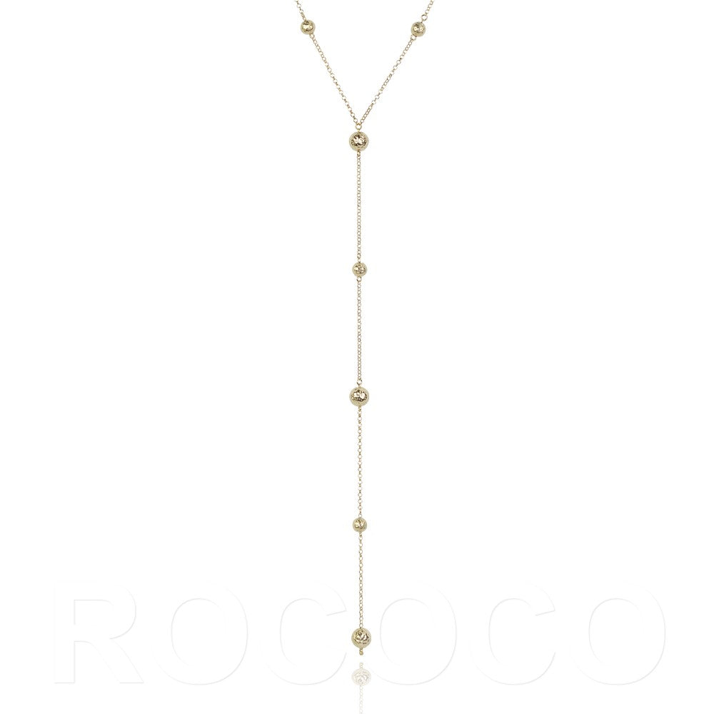 Lariat style ball karma necklace