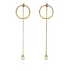 Yellow Gold Pearls of wisdom and circle of life drop pearl earrings