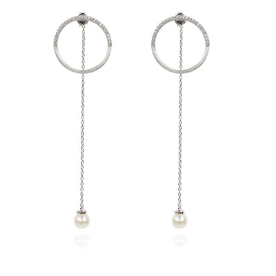 Sterling Silver Pearls of wisdom and circle of life drop pearl earrings
