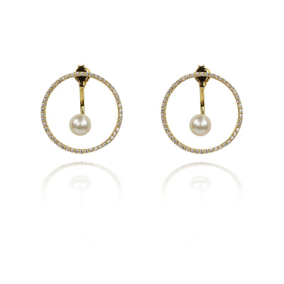 Yellow Gold Pearls of wisdom and circle of life classic earrings