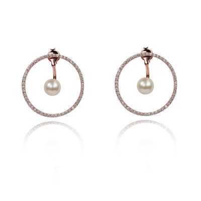 Rose Gold Pearls of wisdom and circle of life classic earrings