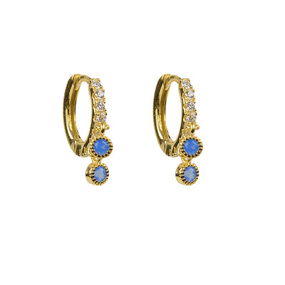 Two stone glitter drop huggies earrings