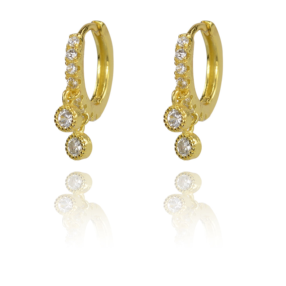 Petite glitter drop huggy earings