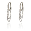 Sterling Silver Huggy and chain drop glitter earrings