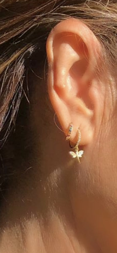 Dragonfly joy drop huggies earrings