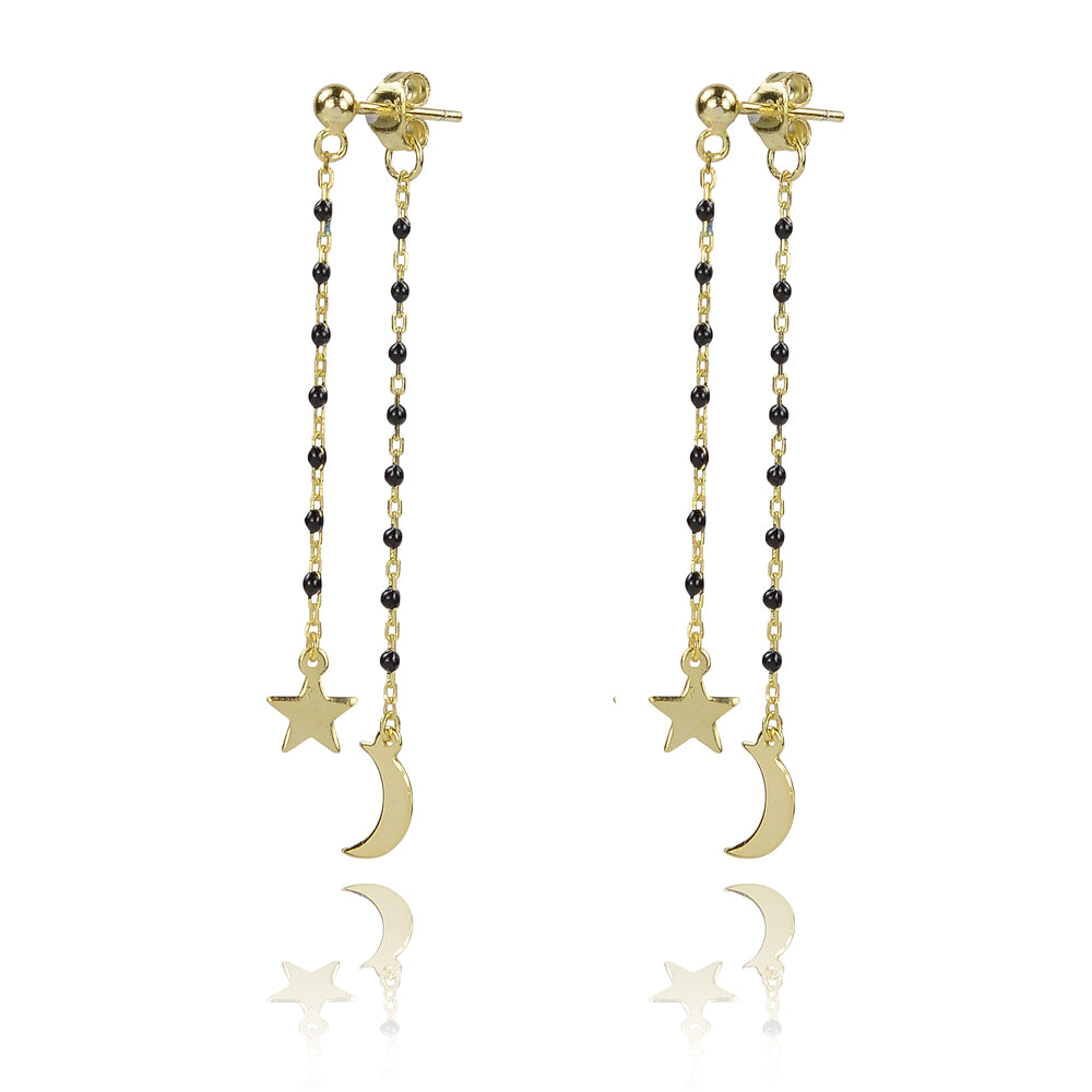 Yellow Gold Products Shine your light all day and night moon and star earrings