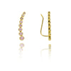 Yellow Gold Baby Pink Glitter climber earrings
