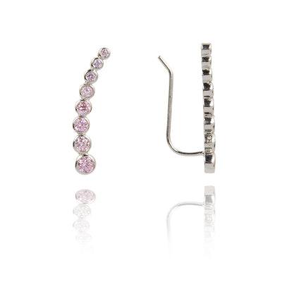 Sterling Silver Baby Pink Glitter climber earrings