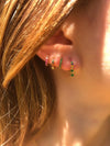 Two drop chakra  huggy earrings