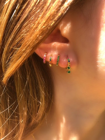 Multi colour chakra huggy earrings