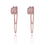 Rose Gold Double huggy glitter earrings with hanging chain earrings