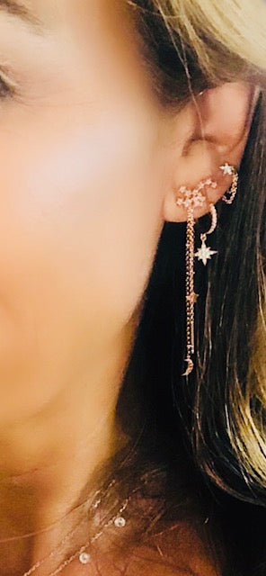 Star with double chain wrap earrings