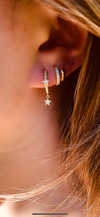 Double open huggy glitter earrings