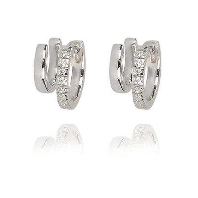 Sterling Silver Double open huggy glitter earrings