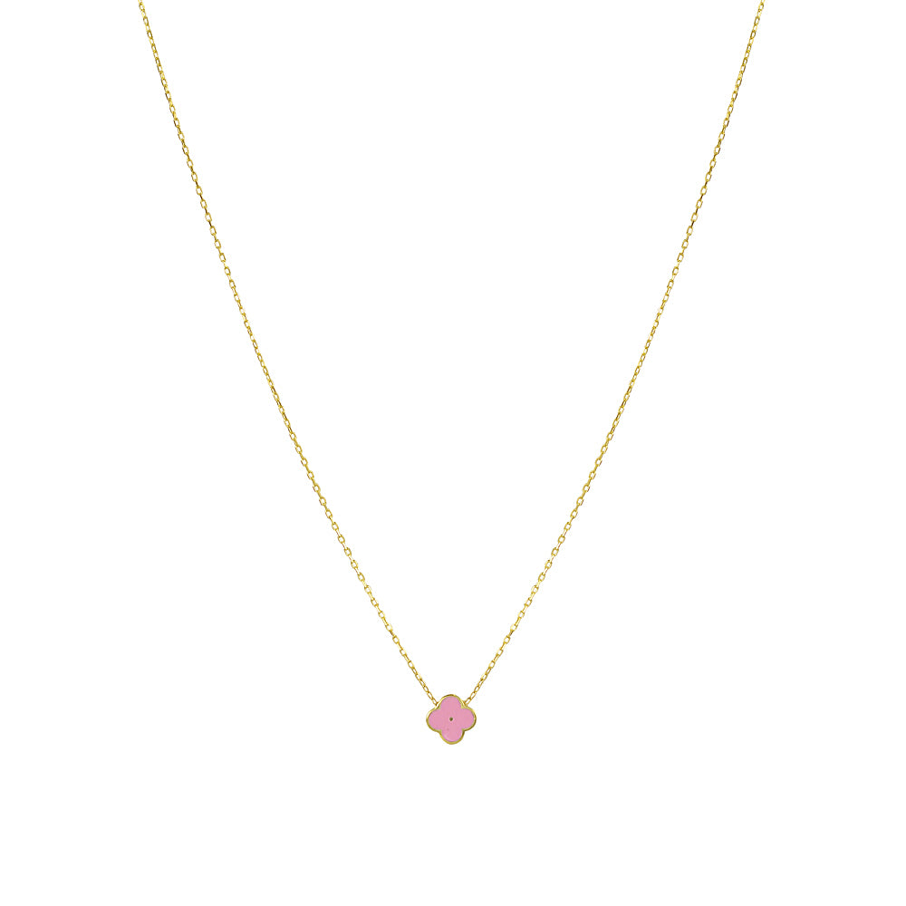 Four Leaf Clover Necklace Sterling Silver Enamel - Good Luck