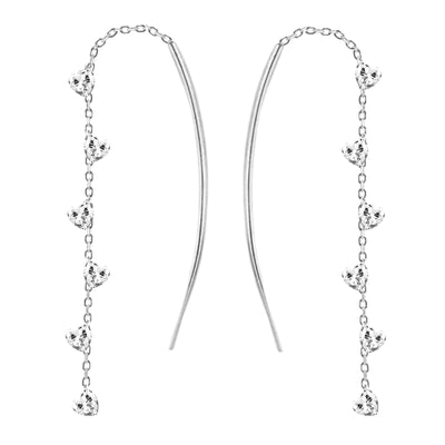 Sterling Silver Non encased multi heart threader earrings