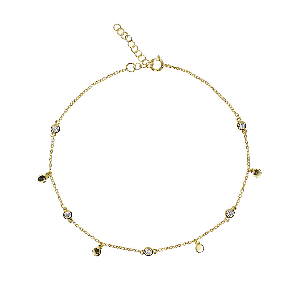All that glitters disc and drop stone anklet